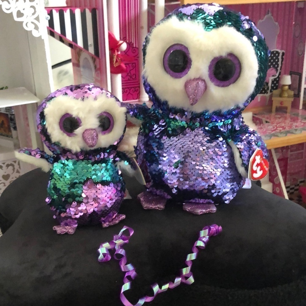 Ty Beanie Flippables Moonlight Owls,Stuffed Plush Animal